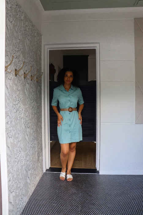 Palm Beach Mint Belted Shirt Dress