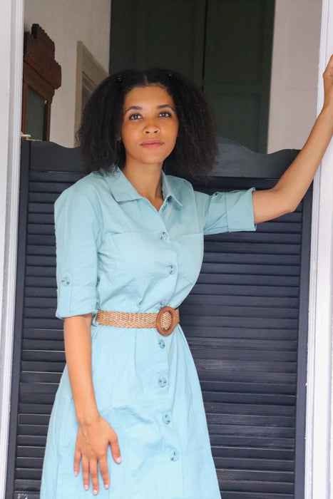 Palm Beach Mint Belted Shirt Dress